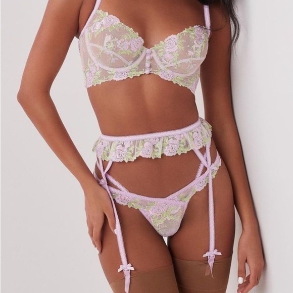 For Love and Lemons Lavender/Pink Floral Garter small - Picture 2 of 12